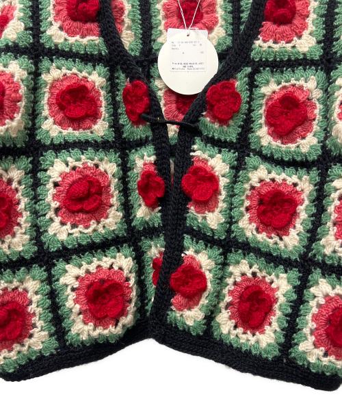 Dot and Stripes（ドットアンドストライプ）Dot and Stripes (ドットアンドストライプ) CHILD WOMAN (チャイルドウーマン) 厚手カーディガン ブラック×グリーン サイズ:FREEの古着・服飾アイテム