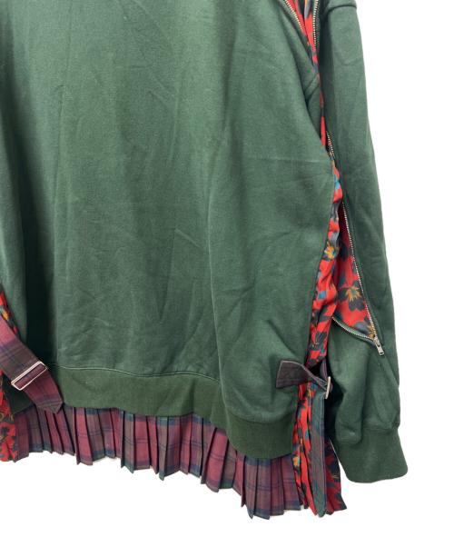 KIDILL（キディル）KIDILL (キディル) プリーツスウェットフーディー グリーン×レッド サイズ:FREEの古着・服飾アイテム