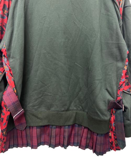 KIDILL（キディル）KIDILL (キディル) プリーツスウェットフーディー グリーン×レッド サイズ:FREEの古着・服飾アイテム
