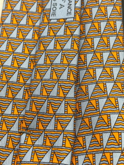 HERMES（エルメス）HERMES (エルメス) ネクタイ スカイブルー×オレンジ サイズ:FREEの古着・服飾アイテム