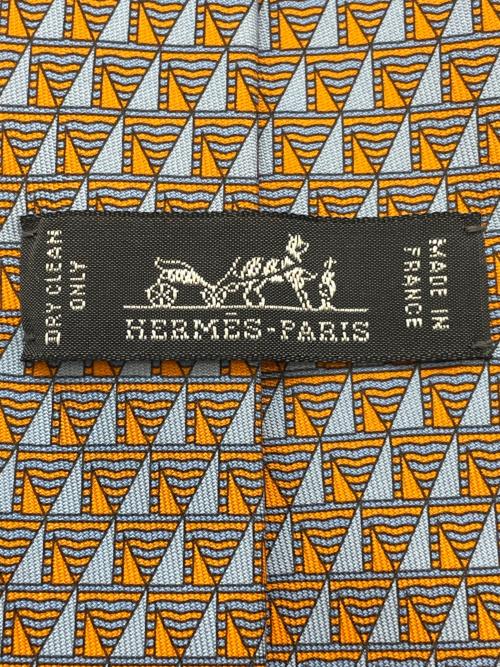 HERMES（エルメス）HERMES (エルメス) ネクタイ スカイブルー×オレンジ サイズ:FREEの古着・服飾アイテム