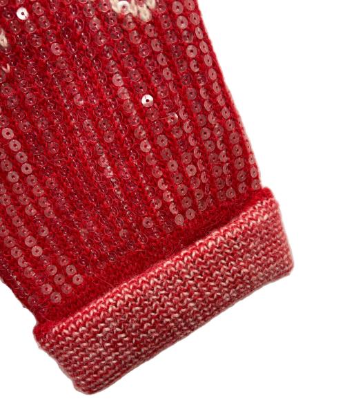 DOLCE & GABBANA（ドルチェ＆ガッバーナ）DOLCE & GABBANA (ドルチェ＆ガッバーナ) スパンコールニット レッド サイズ:ＸＳの古着・服飾アイテム