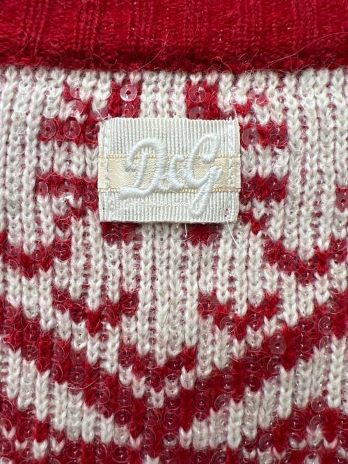 DOLCE & GABBANA（ドルチェ＆ガッバーナ）DOLCE & GABBANA (ドルチェ＆ガッバーナ) スパンコールニット レッド サイズ:ＸＳの古着・服飾アイテム