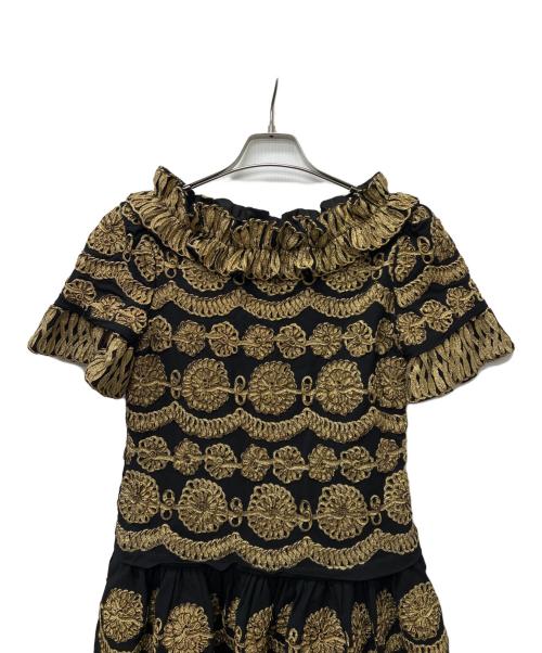 MOSCHINO（モスキーノ）MOSCHINO (モスキーノ) 半袖ワンピース ブラック×ゴールド サイズ:３４の古着・服飾アイテム