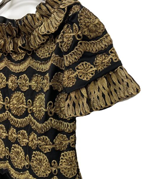 MOSCHINO（モスキーノ）MOSCHINO (モスキーノ) 半袖ワンピース ブラック×ゴールド サイズ:３４の古着・服飾アイテム