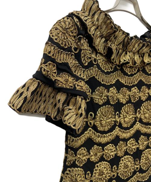 MOSCHINO（モスキーノ）MOSCHINO (モスキーノ) 半袖ワンピース ブラック×ゴールド サイズ:３４の古着・服飾アイテム
