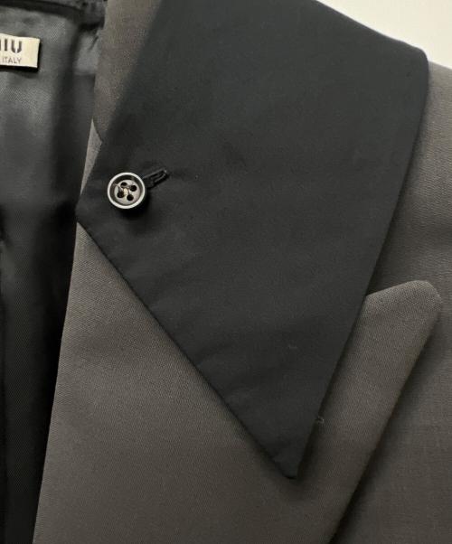 MIU MIU（ミュウミュウ）MIU MIU (ミュウミュウ) リボンつけ襟テーラードジャケット グレー サイズ:３６の古着・服飾アイテム