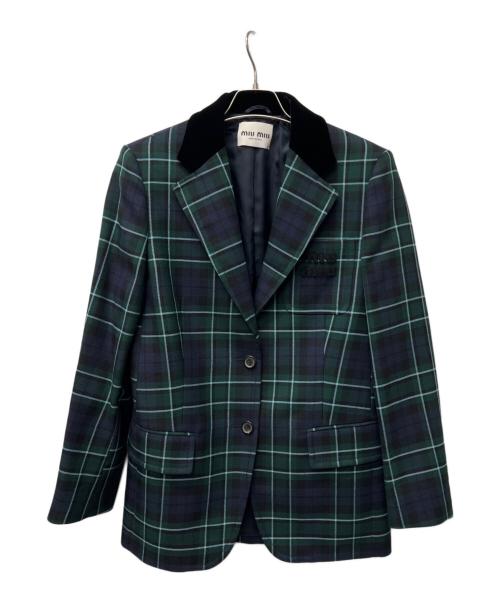 MIU MIU（ミュウミュウ）MIU MIU (ミュウミュウ) セットアップスーツ グリーン×ネイビー サイズ:３６の古着・服飾アイテム