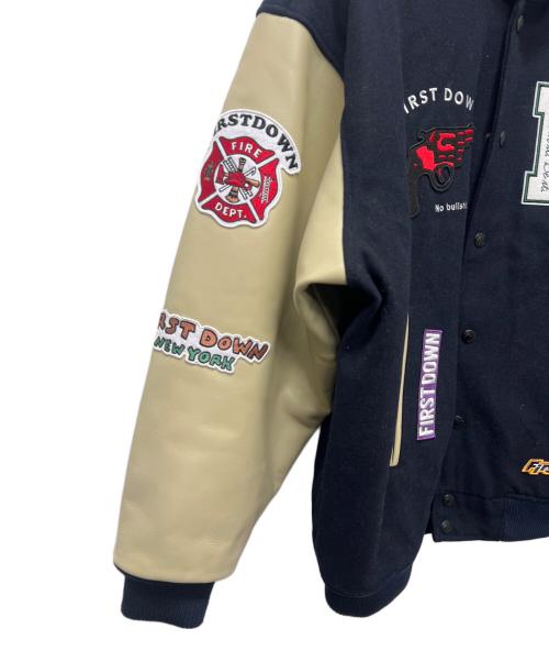 FIRST DOWN（ファーストダウン）FIRST DOWN (ファーストダウン) スタジャン ネイビー×ベージュ サイズ:Ｌの古着・服飾アイテム