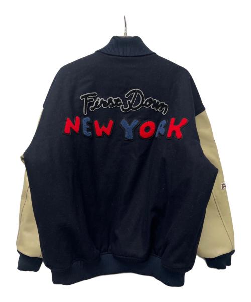 FIRST DOWN（ファーストダウン）FIRST DOWN (ファーストダウン) スタジャン ネイビー×ベージュ サイズ:Ｌの古着・服飾アイテム