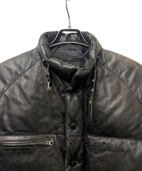 HARLEY-DAVIDSON（ハーレーダビッドソン）HARLEY-DAVIDSON (ハーレーダビッドソン) レザーダウンジャケット ブラック サイズ:Ｍの古着・服飾アイテム