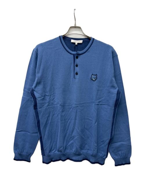 maison kitsune（メゾンキツネ）maison kitsune (メゾンキツネ) 薄手ニット ブルー サイズ:ＸＬの古着・服飾アイテム