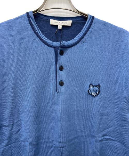 maison kitsune（メゾンキツネ）maison kitsune (メゾンキツネ) 薄手ニット ブルー サイズ:ＸＬの古着・服飾アイテム