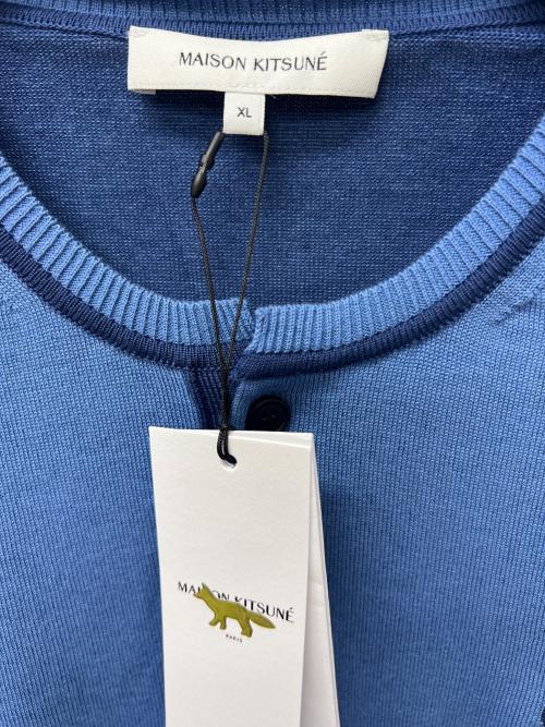 maison kitsune（メゾンキツネ）maison kitsune (メゾンキツネ) 薄手ニット ブルー サイズ:ＸＬの古着・服飾アイテム