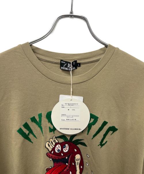 Hysteric Glamour（ヒステリックグラマー）Hysteric Glamour (ヒステリックグラマー) STRAWBERRY MONSTER刺繍 Tシャツ カーキ サイズ:Ｌの古着・服飾アイテム