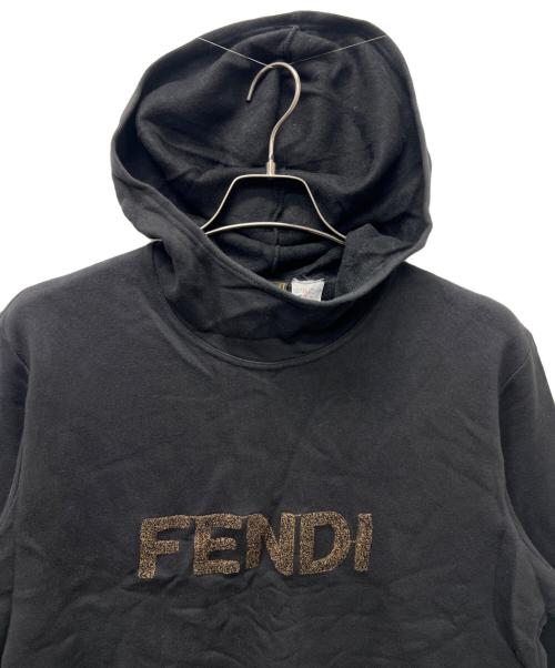 FENDI（フェンディ）FENDI (フェンディ) 裏起毛ロゴパーカー ブラック サイズ:Ｌの古着・服飾アイテム