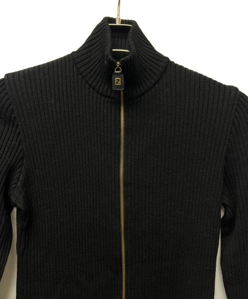 FENDI（フェンディ）FENDI (フェンディ) ジップアップリブニット ブラック サイズ:４２の古着・服飾アイテム