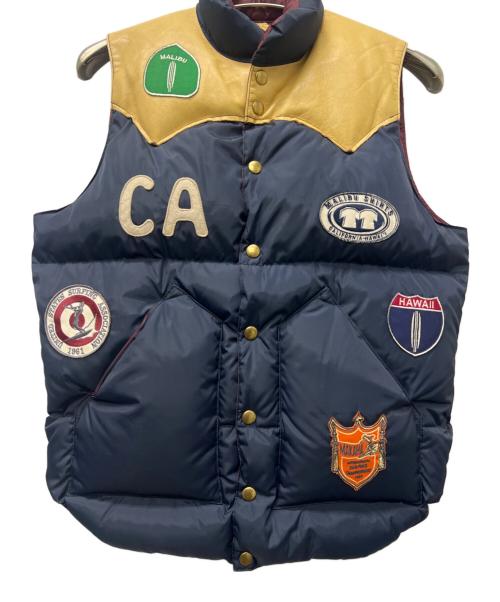 RockyMountainFeatherBed（ロッキーマウンテンフェザーベッド）RockyMountainFeatherBed (ロッキーマウンテンフェザーベッド) MALIBU SHIRTS (マリブシャツ) ダウンベスト ネイビー×ベージュ サイズ:３８の古着・服飾アイテム