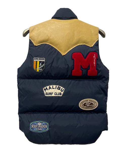 RockyMountainFeatherBed（ロッキーマウンテンフェザーベッド）RockyMountainFeatherBed (ロッキーマウンテンフェザーベッド) MALIBU SHIRTS (マリブシャツ) ダウンベスト ネイビー×ベージュ サイズ:３８の古着・服飾アイテム