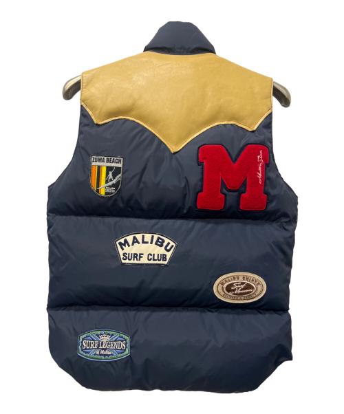 RockyMountainFeatherBed（ロッキーマウンテンフェザーベッド）RockyMountainFeatherBed (ロッキーマウンテンフェザーベッド) MALIBU SHIRTS (マリブシャツ) ダウンベスト ネイビー×ベージュ サイズ:３８の古着・服飾アイテム