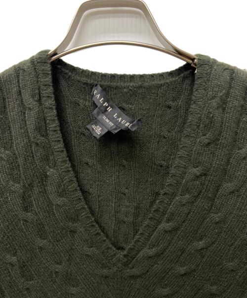 RALPH LAUREN（ラルフローレン）RALPH LAUREN (ラルフローレン) Vネックカシミヤニット グリーン サイズ:ＸＳの古着・服飾アイテム
