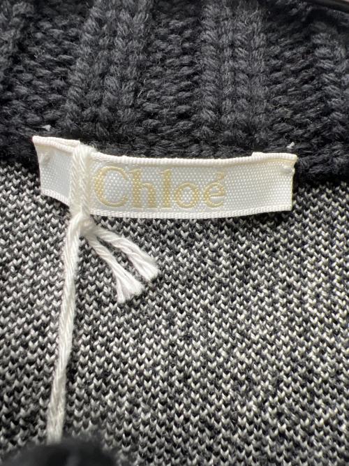 Chloe（クロエ）Chloe (クロエ) 厚手カーディガン ブラック×ホワイト サイズ:ＸＳの古着・服飾アイテム