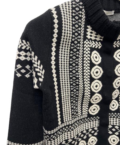 Chloe（クロエ）Chloe (クロエ) 厚手カーディガン ブラック×ホワイト サイズ:ＸＳの古着・服飾アイテム