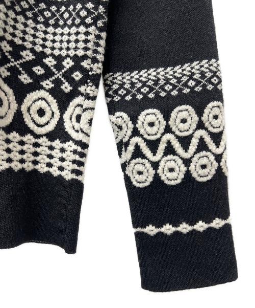 Chloe（クロエ）Chloe (クロエ) 厚手カーディガン ブラック×ホワイト サイズ:ＸＳの古着・服飾アイテム