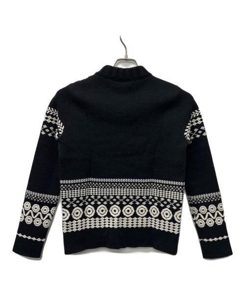 Chloe（クロエ）Chloe (クロエ) 厚手カーディガン ブラック×ホワイト サイズ:ＸＳの古着・服飾アイテム