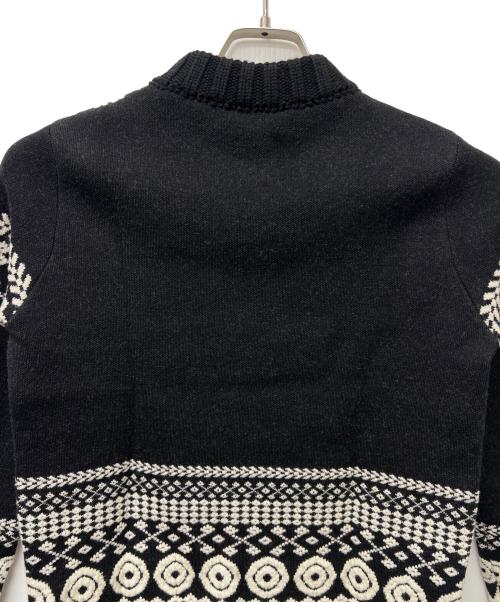 Chloe（クロエ）Chloe (クロエ) 厚手カーディガン ブラック×ホワイト サイズ:ＸＳの古着・服飾アイテム