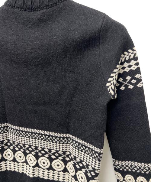 Chloe（クロエ）Chloe (クロエ) 厚手カーディガン ブラック×ホワイト サイズ:ＸＳの古着・服飾アイテム