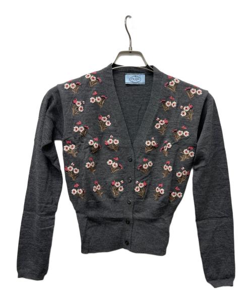 PRADA（プラダ）PRADA (プラダ) 薄手カーディガン グレー サイズ:３６の古着・服飾アイテム