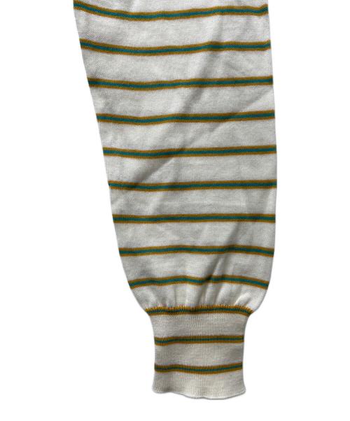 PRADA（プラダ）PRADA (プラダ) 薄手カーディガン ホワイト×グリーン サイズ:３８の古着・服飾アイテム