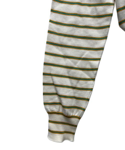 PRADA（プラダ）PRADA (プラダ) 薄手カーディガン ホワイト×グリーン サイズ:３８の古着・服飾アイテム