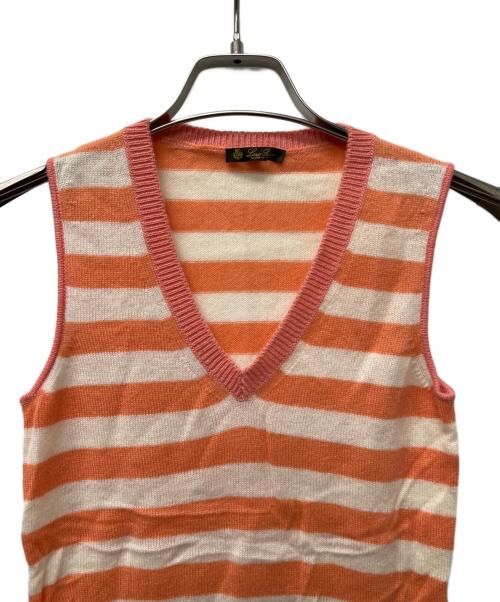 LORO PIANA（ロロピアーナ）LORO PIANA (ロロピアーナ) アンサンブルカシミヤカーディガン オレンジ×ホワイト サイズ:38の古着・服飾アイテム