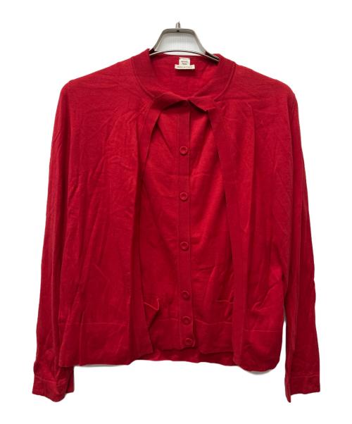 HERMES（エルメス）HERMES (エルメス) 薄手カーディガン レッド サイズ:３４の古着・服飾アイテム