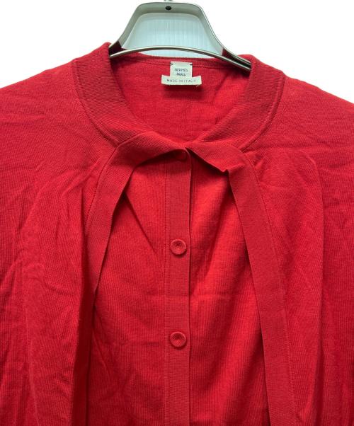HERMES（エルメス）HERMES (エルメス) 薄手カーディガン レッド サイズ:３４の古着・服飾アイテム