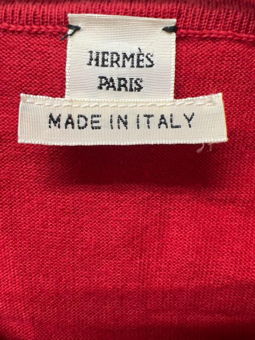 HERMES（エルメス）HERMES (エルメス) 薄手カーディガン レッド サイズ:３４の古着・服飾アイテム