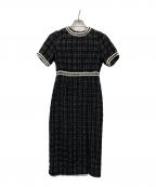 LeJaレジャ）の古着「美脚効果スリット入りツイード柄ハイウエストワンピースドレス」｜ブラック