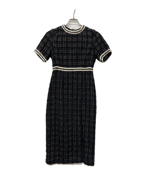 LeJa（レジャ）LeJa (レジャ) 美脚効果スリット入りツイード柄ハイウエストワンピースドレス ブラック サイズ:FREEの古着・服飾アイテム