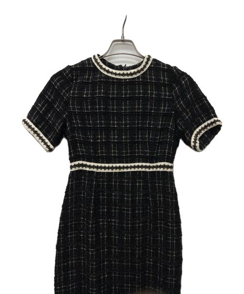 LeJa（レジャ）LeJa (レジャ) 美脚効果スリット入りツイード柄ハイウエストワンピースドレス ブラック サイズ:FREEの古着・服飾アイテム