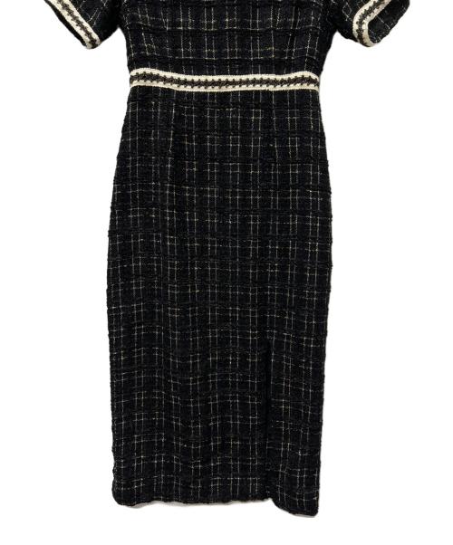 LeJa（レジャ）LeJa (レジャ) 美脚効果スリット入りツイード柄ハイウエストワンピースドレス ブラック サイズ:FREEの古着・服飾アイテム