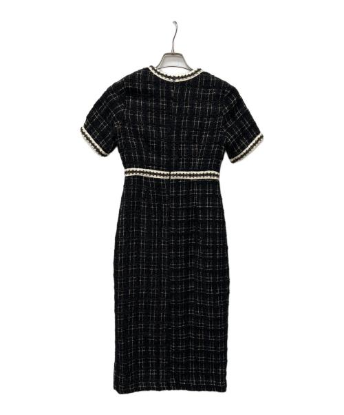 LeJa（レジャ）LeJa (レジャ) 美脚効果スリット入りツイード柄ハイウエストワンピースドレス ブラック サイズ:FREEの古着・服飾アイテム