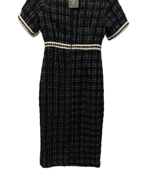 LeJa（レジャ）LeJa (レジャ) 美脚効果スリット入りツイード柄ハイウエストワンピースドレス ブラック サイズ:FREEの古着・服飾アイテム