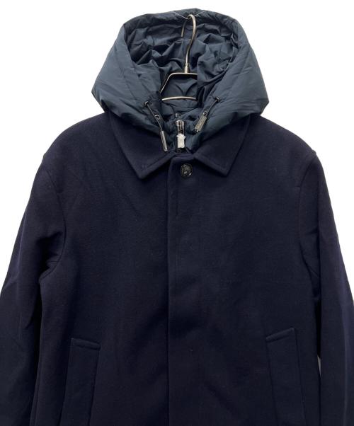 EMPORIO ARMANI（エンポリオ アルマーニ）EMPORIO ARMANI (エンポリオアルマーニ) メルトン レイヤード フーデッドダウン ネイビー サイズ:５２の古着・服飾アイテム