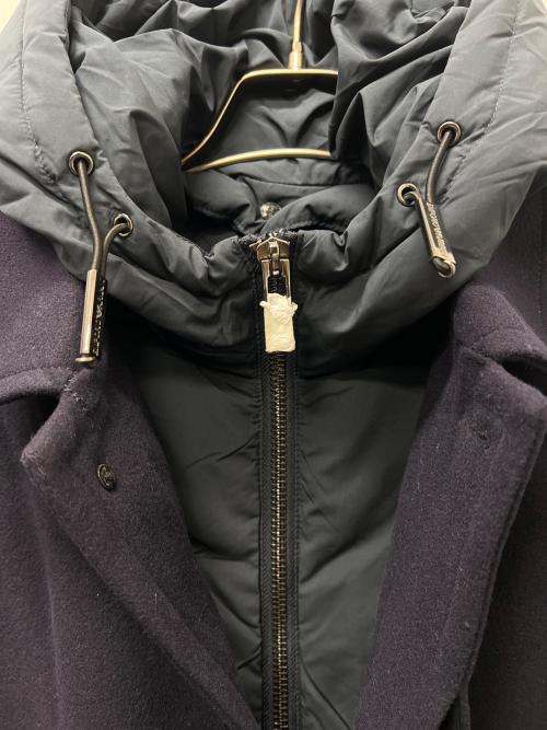EMPORIO ARMANI（エンポリオ アルマーニ）EMPORIO ARMANI (エンポリオアルマーニ) メルトン レイヤード フーデッドダウン ネイビー サイズ:５２の古着・服飾アイテム