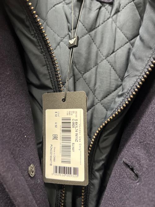 EMPORIO ARMANI（エンポリオ アルマーニ）EMPORIO ARMANI (エンポリオアルマーニ) メルトン レイヤード フーデッドダウン ネイビー サイズ:５２の古着・服飾アイテム