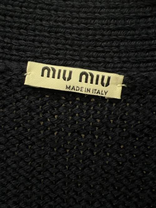 MIU MIU（ミュウミュウ）MIU MIU (ミュウミュウ) ニットカーディガン ネイビー×グリーン サイズ:３８の古着・服飾アイテム