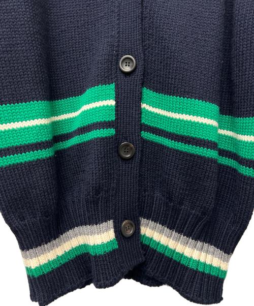 MIU MIU（ミュウミュウ）MIU MIU (ミュウミュウ) ニットカーディガン ネイビー×グリーン サイズ:３８の古着・服飾アイテム