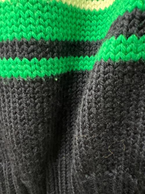 MIU MIU（ミュウミュウ）MIU MIU (ミュウミュウ) ニットカーディガン ネイビー×グリーン サイズ:３８の古着・服飾アイテム